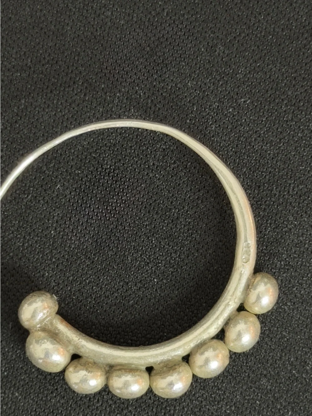 Sterling Silver Granulation Beaded Open Hoop Earrings